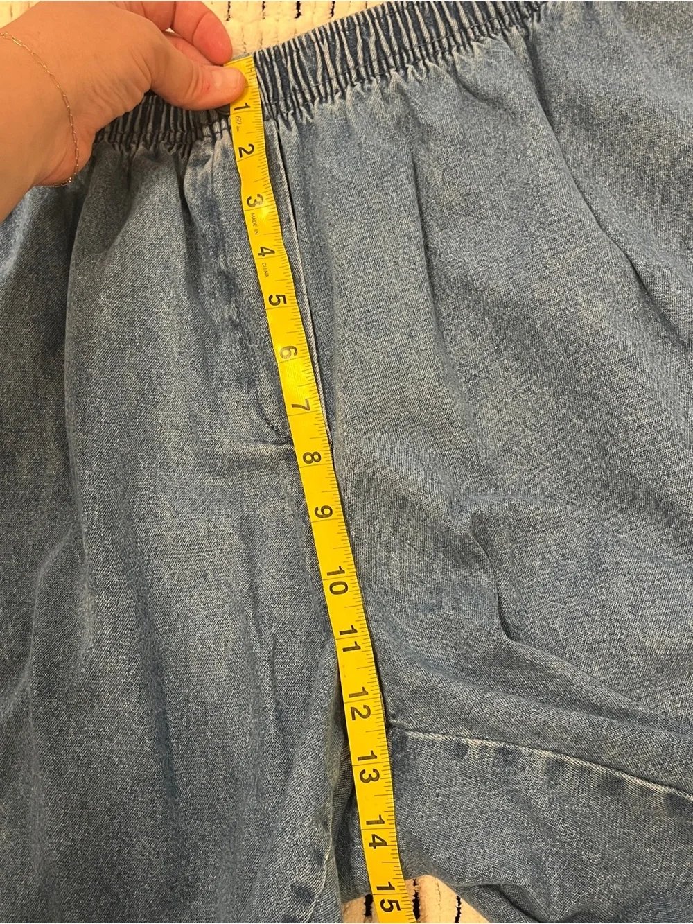 Vintage Mainstreet Blues Plus Size Denim Bermuda Shorts Elastic Waist 90s